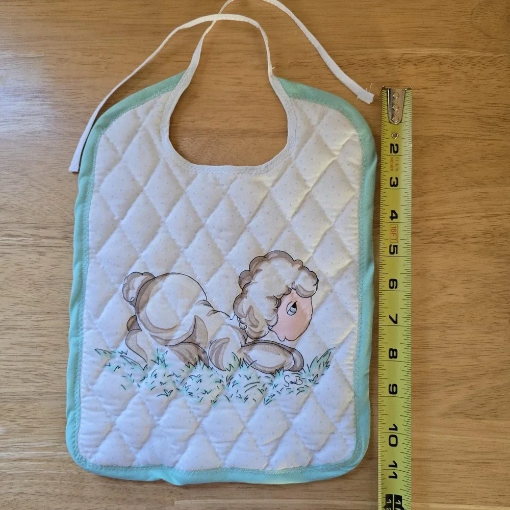 Baby Bib Lamb Quilted Cotton, Precious Moments Fabric Vintage NWOT